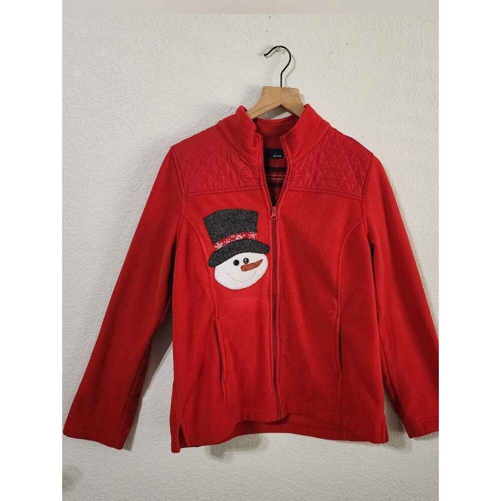 Vintage Basic Edition Womens M Fleece Zip Up Red Jacket